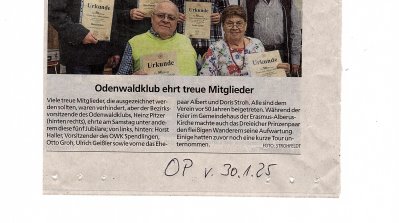 Die Wandererehrung am 25. Jan. 2025